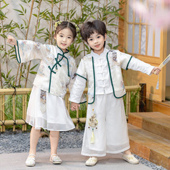 男孩漢服2024新款兒 童唐裝舞台演出服女 童小學生詩歌朗誦表演服