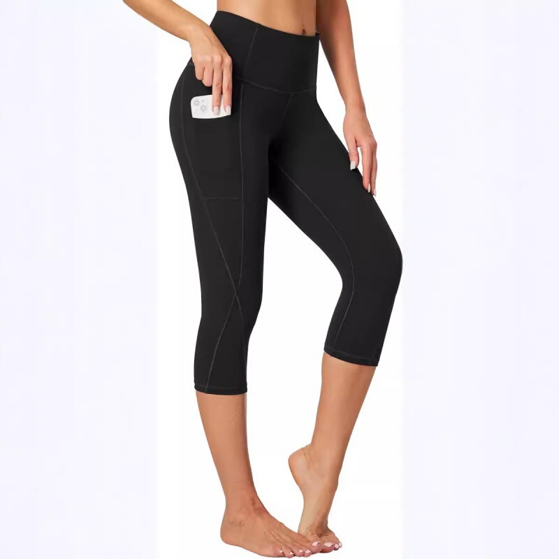 European and American Cross-border Crossover Cropped Pants High Waist Cropped Pants Tight Pants Women's Yoga Pocket European and American Cross-border Crossover Cropped Pants High Waist Cropped Pants Tight Pants Women's Yoga Pocket
