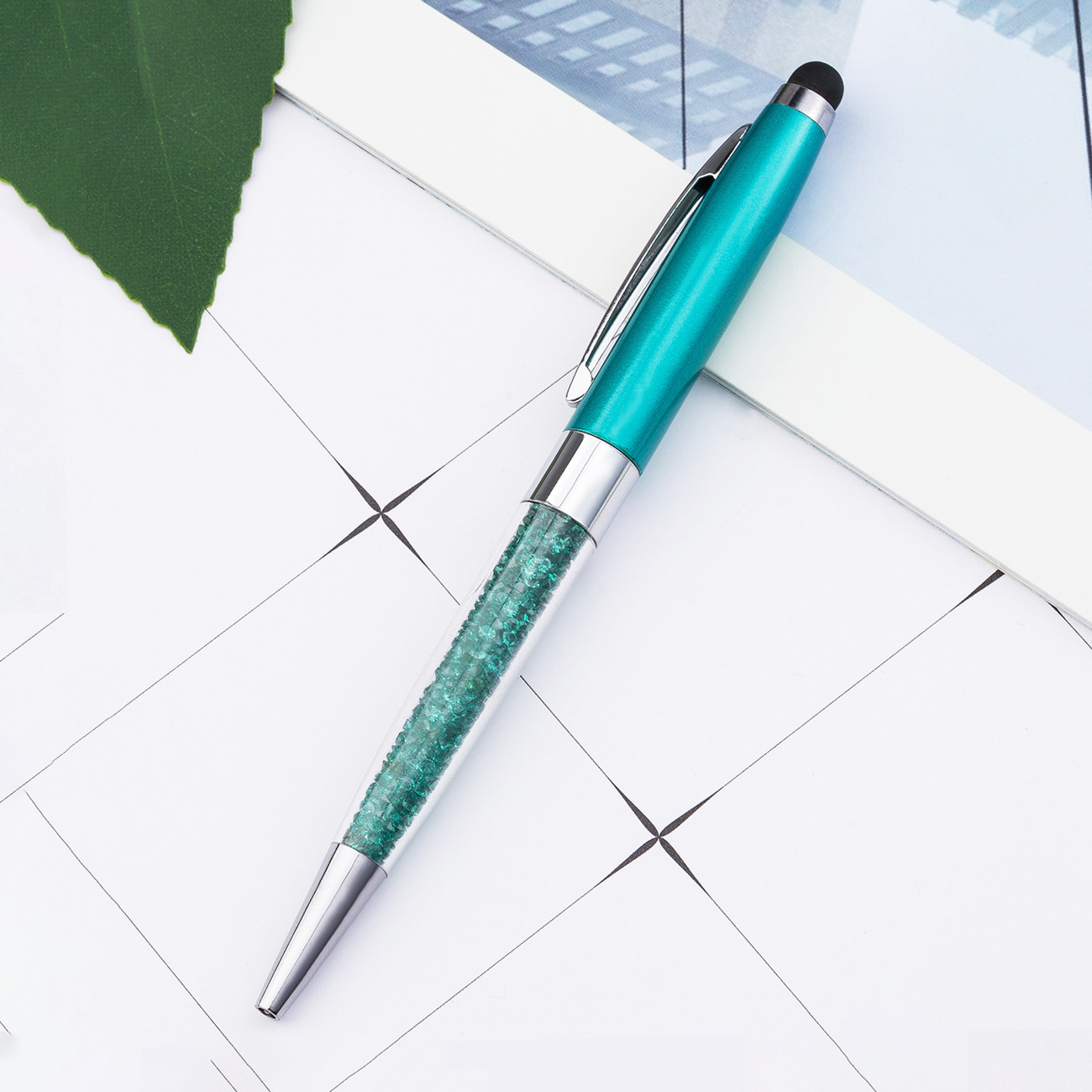 Bolígrafo de cristal de metal rotativo bolígrafo de diamante de escritura de papelería coreana bolígrafo de pantalla táctil