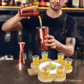 木质沾盐器香料容器盐边器酒吧调酒师工具沾糖盘带手柄鸡尾酒托盘