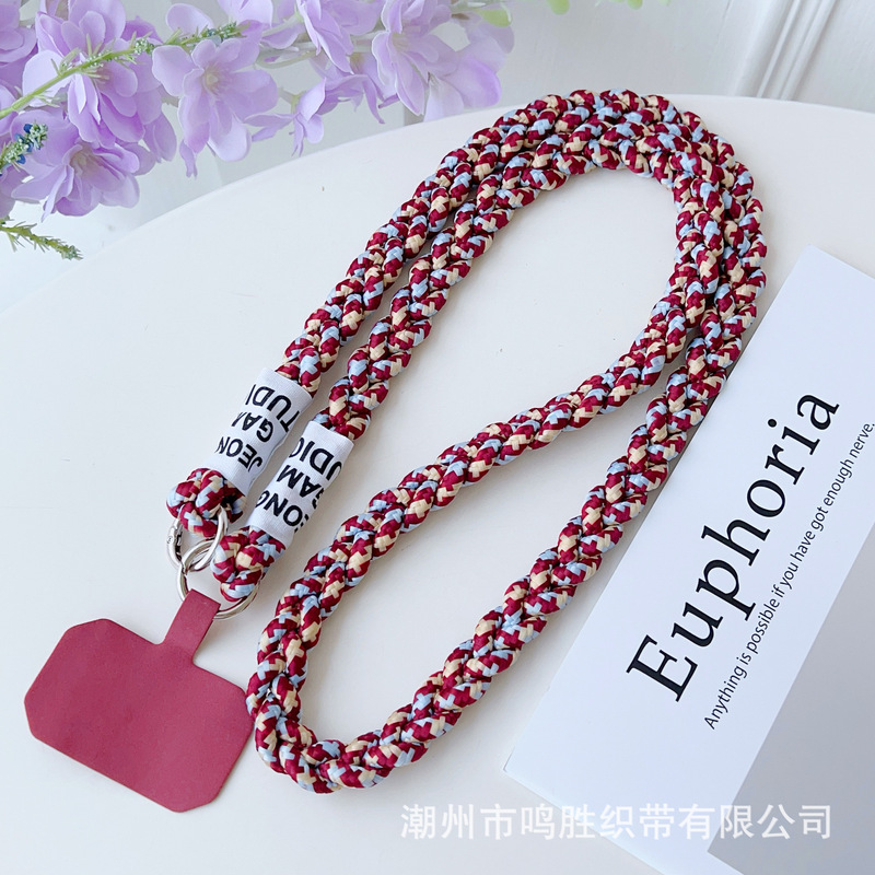 新款手机挂绳斜挎编织三股户外便携结实防丢绳肩背带包包手机壳绳|undefined