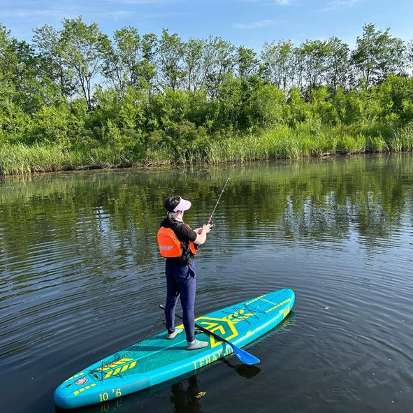 Надувная доска для серфинга с двойным веслом для морской рыбалки, съемное весло для SUP, доска для серфинга для начинающих