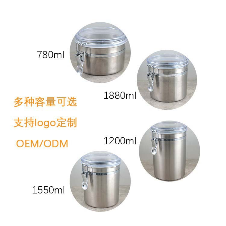 Acero inoxidable sellado té a prueba de humedad de almacenamiento de alimentos tarro de grano visual de almacenamiento de la hebilla frasco fresco de mantenimiento de regalo
