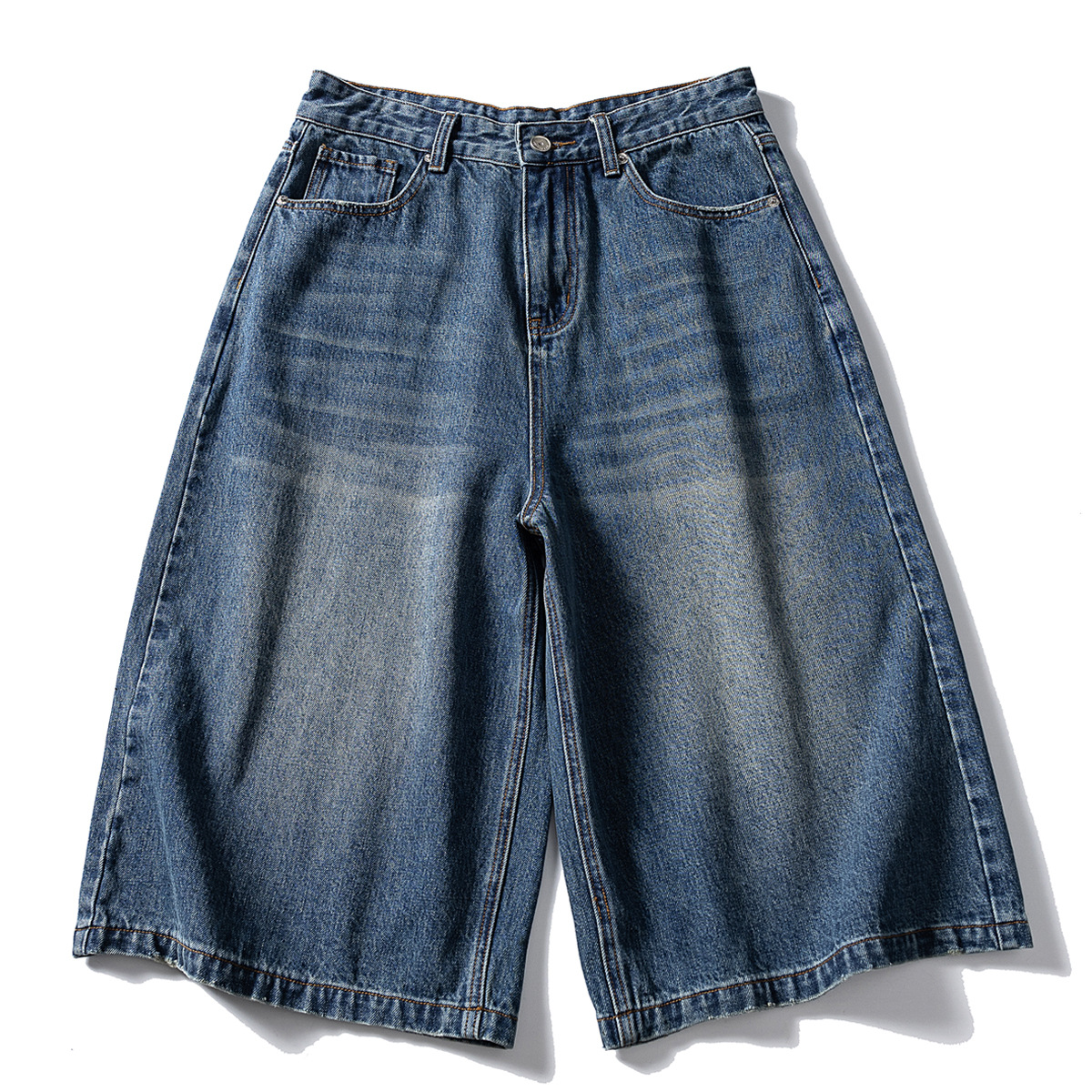 American Style Retro cleanfit Wide Leg Denim Cropped Pants Men's and Women's Loose Straight Washing Casual Trendy Pants