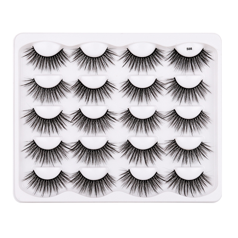 10 pares de pestañas postizas tridimensionales de tallo duro, estilo europeo y americano, pestañas en racimo completas y densas, pestañas postizas de una sola pieza para maquillaje de escenario para maquilladores.