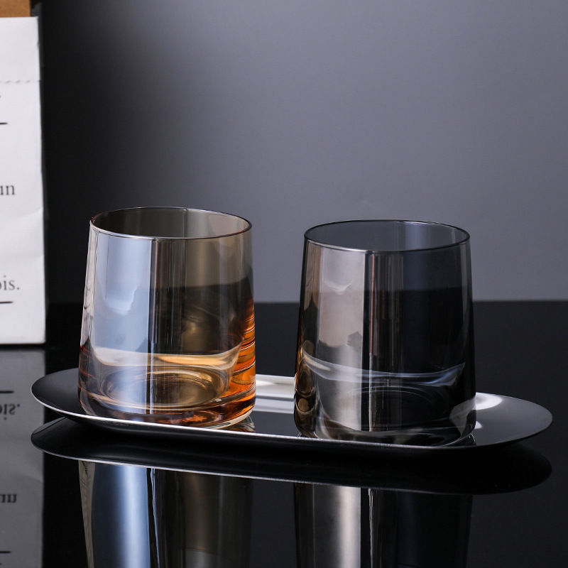 Trapezoidal Ash Amber / Silver Tray
