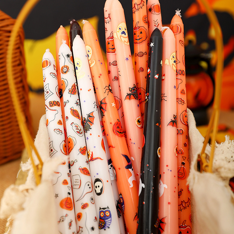 25 センチメートルクロスボーダーハロウィンカボチャゴーストプリントロングロッド無煙キャンドルパーティーパーティーハロウィン装飾小道具|undefined