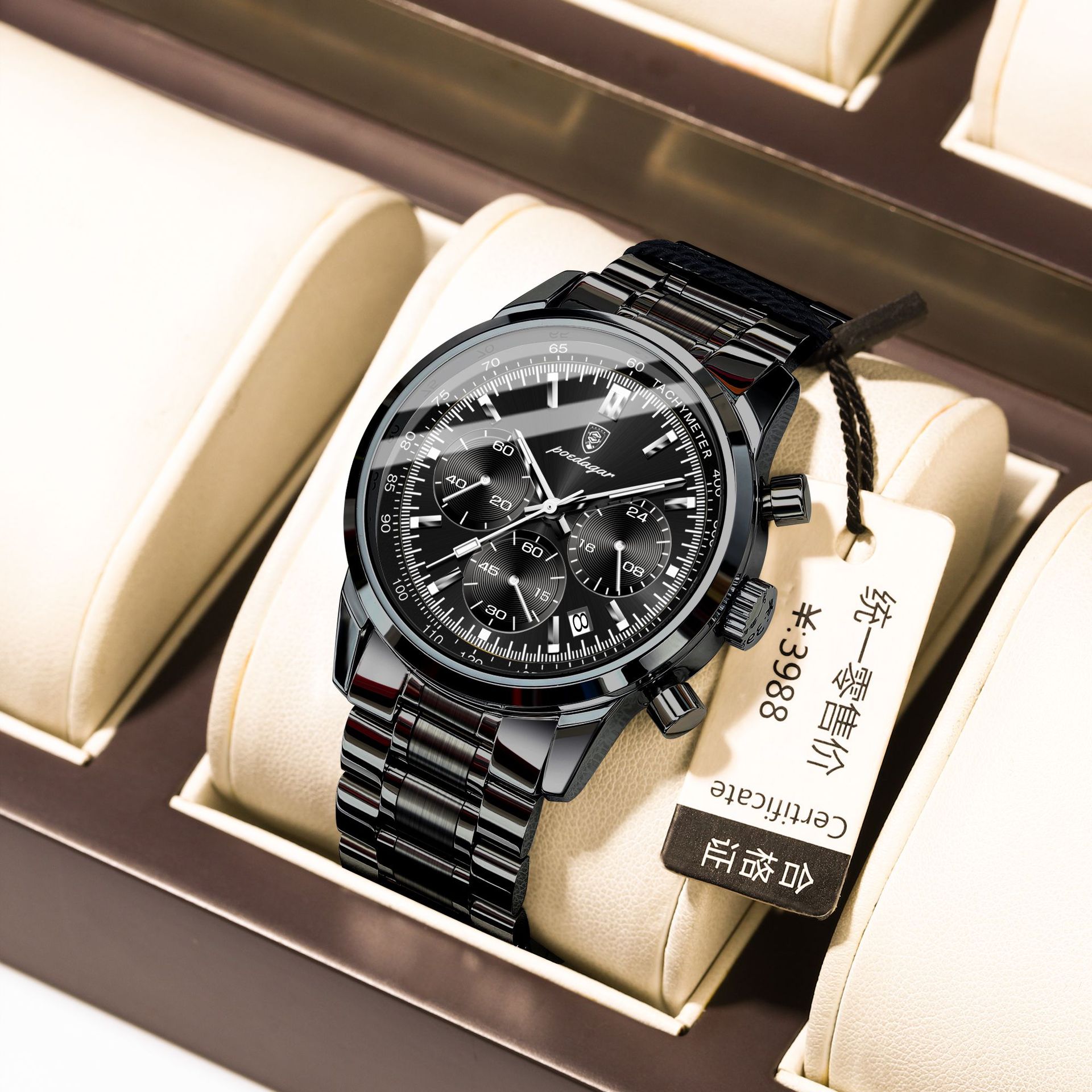 Nueva marca suiza, reloj de acero para hombre, reloj de cuarzo multifuncional, transmisión en vivo, estilo explosivo de comercio exterior, entrega de una pieza