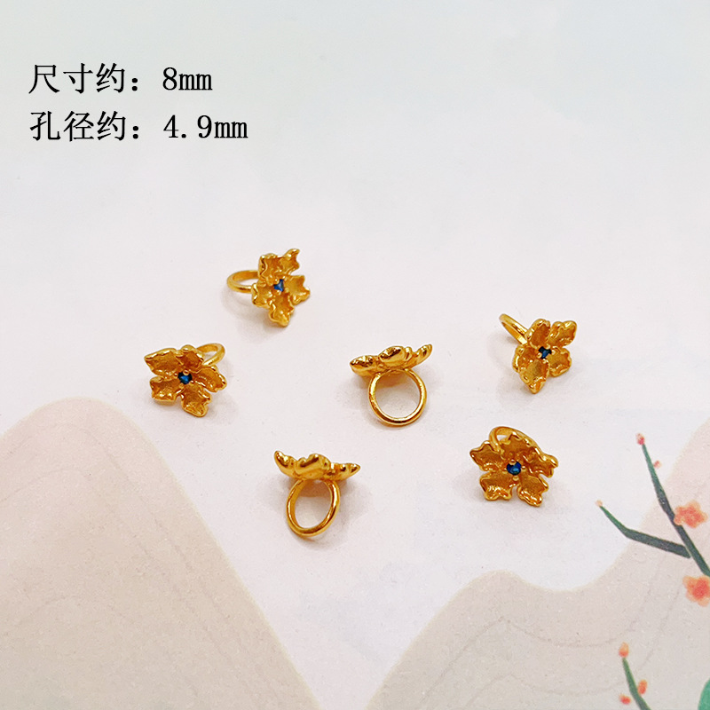 S925 Silver Gold-Plated Diamond-Studded Spacer Beads, Small Waist-Shaped Butterfly Walnut Beads Accessories for DIY Bracelets and Necklaces