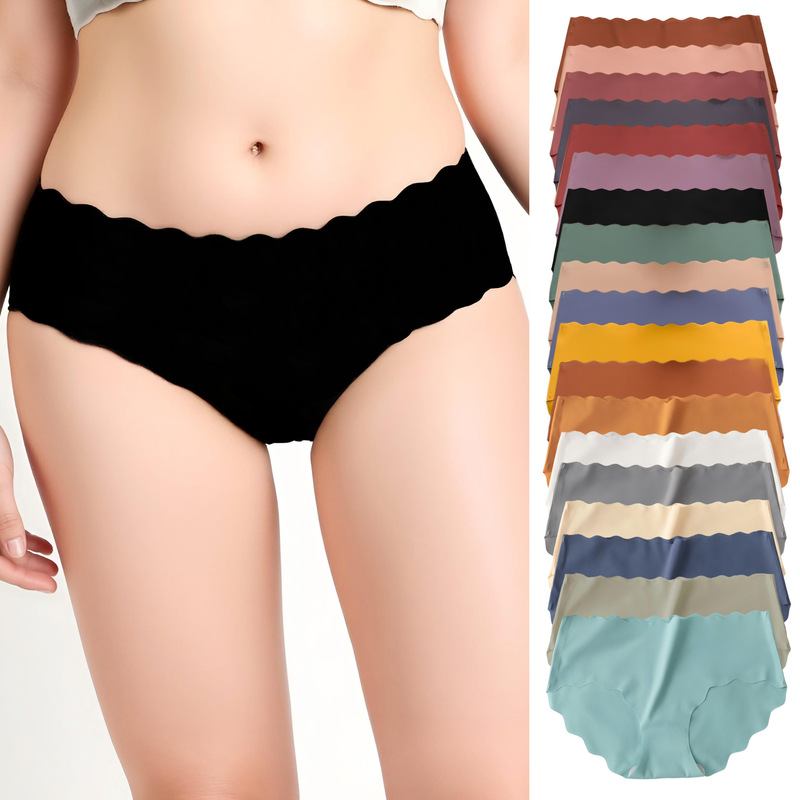 Cross-Border Trade Ice Silk Seamless Underwear for Women, Breathable Pure Cotton Crotch, Large Size Women's Multi-Piece Set Wholesale, Pure Cotton Crotch