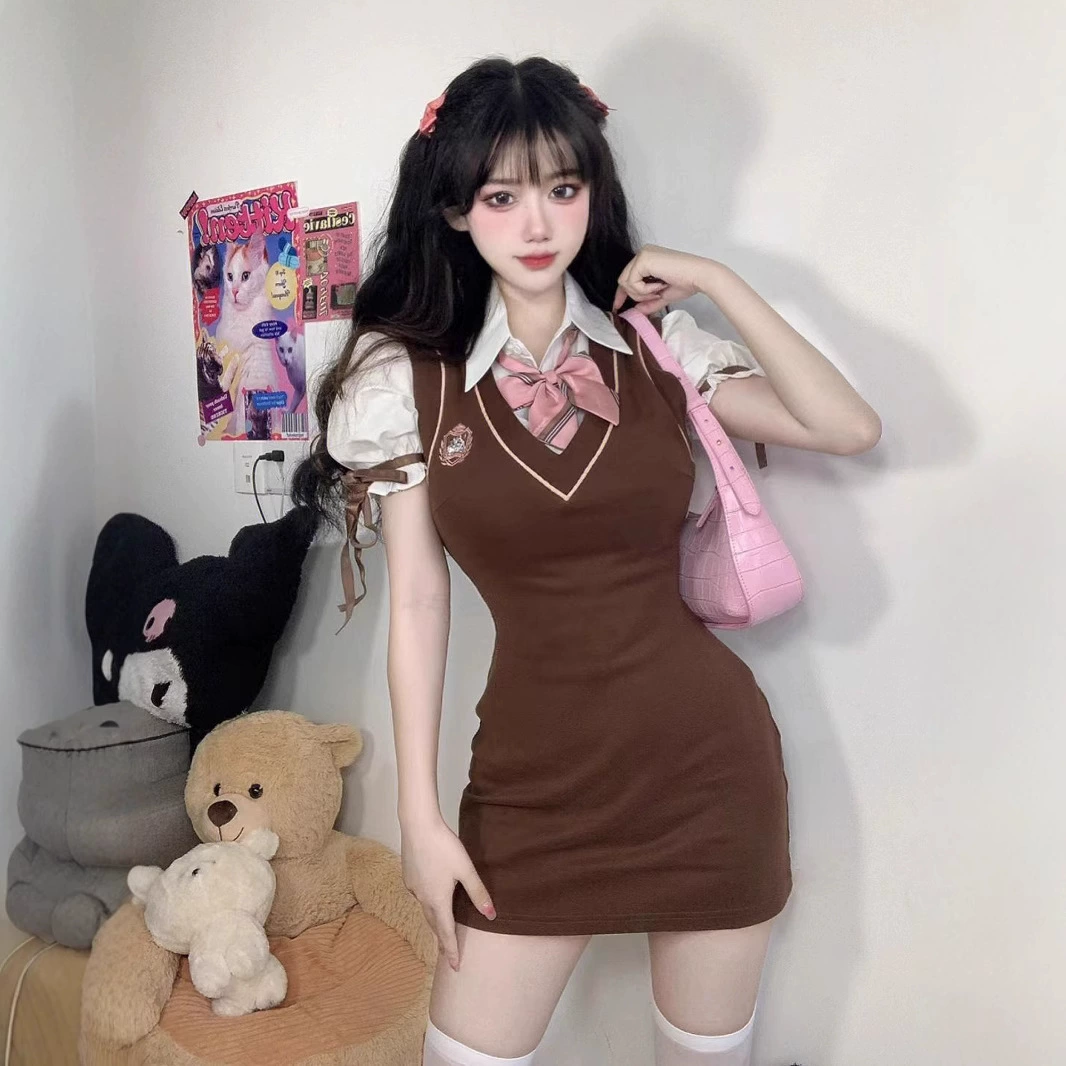 (Трендовый трансграничный) Платье JK в студенческом стиле Pure Desire, облегающая юбка в американском стиле, популярное студенческое платье из двух частей