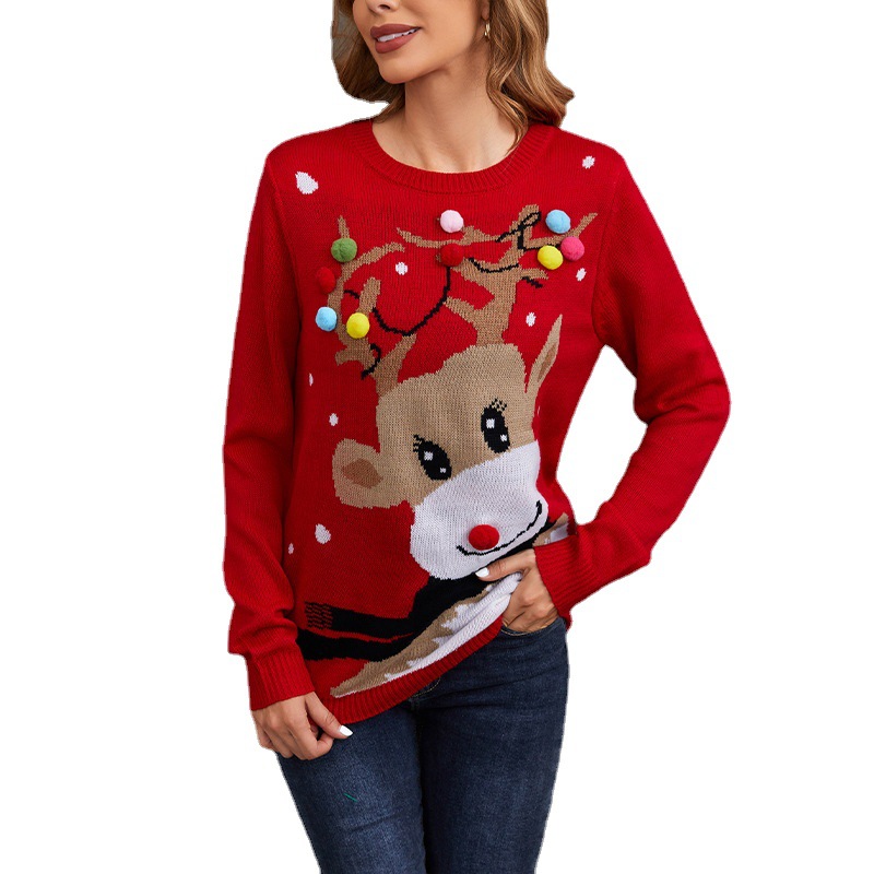 2024 popular UglySweater festival de navidad ChristmasSweater cuello redondo prendas de punto femenino