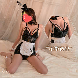 情趣性感漆皮女仆兔女郎制服套装女免脱激情战袍漆皮套装诱惑服