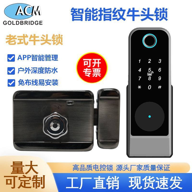 免布线牛头锁电子锁防盗门庭院指纹锁公寓铁门涂鸦通通老式密码锁