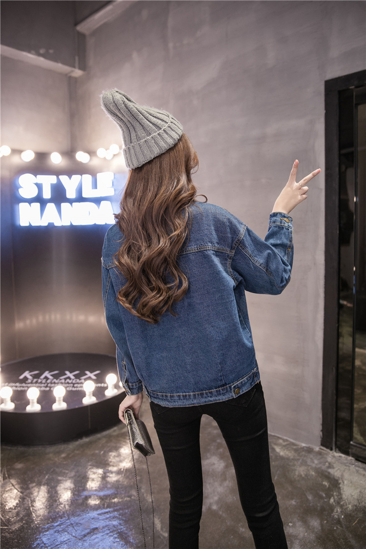 595g Weight Denim Jacket Outerwear Type Long Sleeve Sleeve Length Single Breasted Placket Type Denim Fabric Type Regular Top Length Coat Tops Type Casual, Daily Occasion Turndown, Hooded Neckline Loose Fit Type Color Block Pattern Spring, Autumn Season Women's Gender Printing Design Streetwear Style Women's Streetwear Color Block Printing Single Breasted Coat Denim Jacket 8