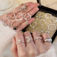 Korean 925 Pure Silver Simple Band Ring for Women, Non-Fading, Unique Instagram Style Design, High-End, Versatile, Adjustable Open