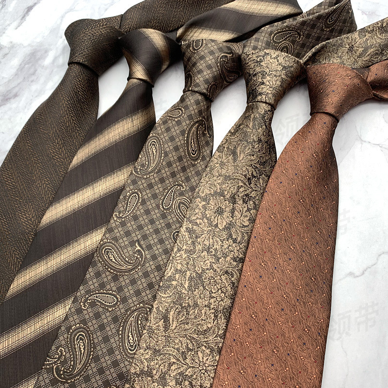 New Coffee-Colored Tie, Trendy Men's Formal Wear, Business Casual Fashion Flower-Shaped Tie, Yarn-Dyed Jacquard Hand-Tied Style 8cm Wide New Coffee-Colored Tie, Trendy Men's Formal Wear, Business Casual Fashion Flower-Shaped Tie, Yarn-Dyed Jacquard Hand-Tied Style 8cm Wide