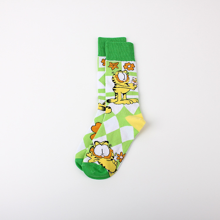 Dibujos animados de dibujos animados garffy casual deportes jacquard Four Seasons Youth pareja de algodón de las mujeres calcetines de media pantorrilla calcetines de moda de los hombres medias