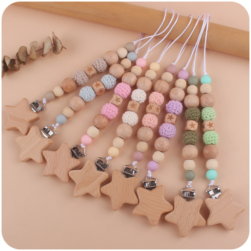 Suministros para bebés de dibujos animados ESTRELLA DE haya clip DIY creativo bebé ESTRELLA DE haya perlas Cadena de pezón cadena anti-caída