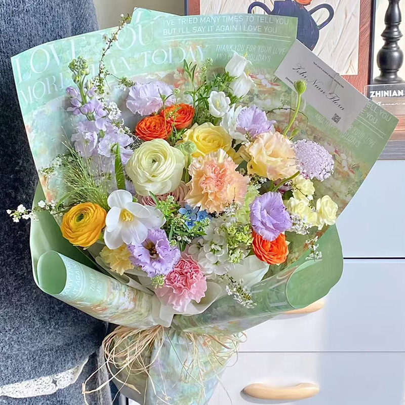 Hua Xiyu su serie de pintura al óleo de papel de envoltura de flores impresión retro diy regalo ramo de flores papel de envoltura de flores
