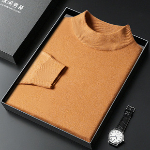 Men's Sweater Half-turtleneck Winter Solid Color Base Sweater Young Men's and Women's Same Multi-color Medium-thick Sweater for Men