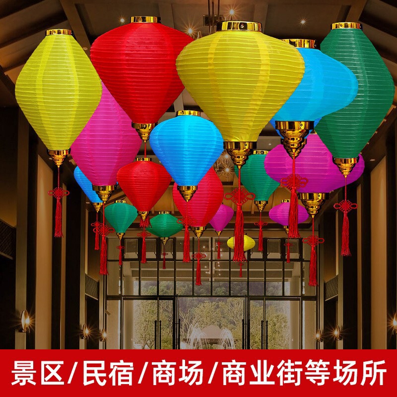New Outdoor Antique-Style Waterproof Lanterns for Scenic Area Decoration, Glowing Lanterns for Ancient Town Street Night Scene Atmosphere, Vietnamese Lanterns