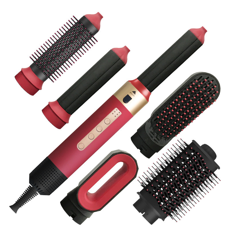 クロスボーダー五六合一熱風櫛多機能ヘアドライヤー直髪器ヘアアイロン三用交換ヘッド自動ブロー櫛|undefined