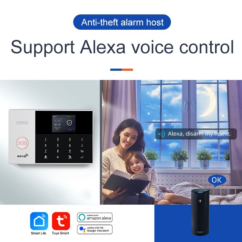 TUYA wifi GSM/WIFI 4G alarma antirrobo multilingüe infrarrojo graffiti alarma antirrobo