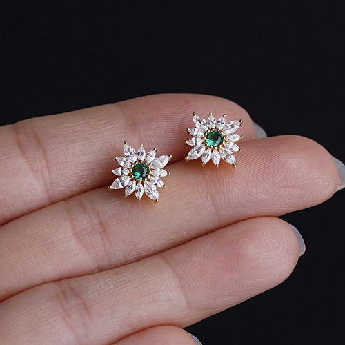 S925 sterling silver gold plated earrings for women retro simple and exquisite temperament commuter girl earrings earrings