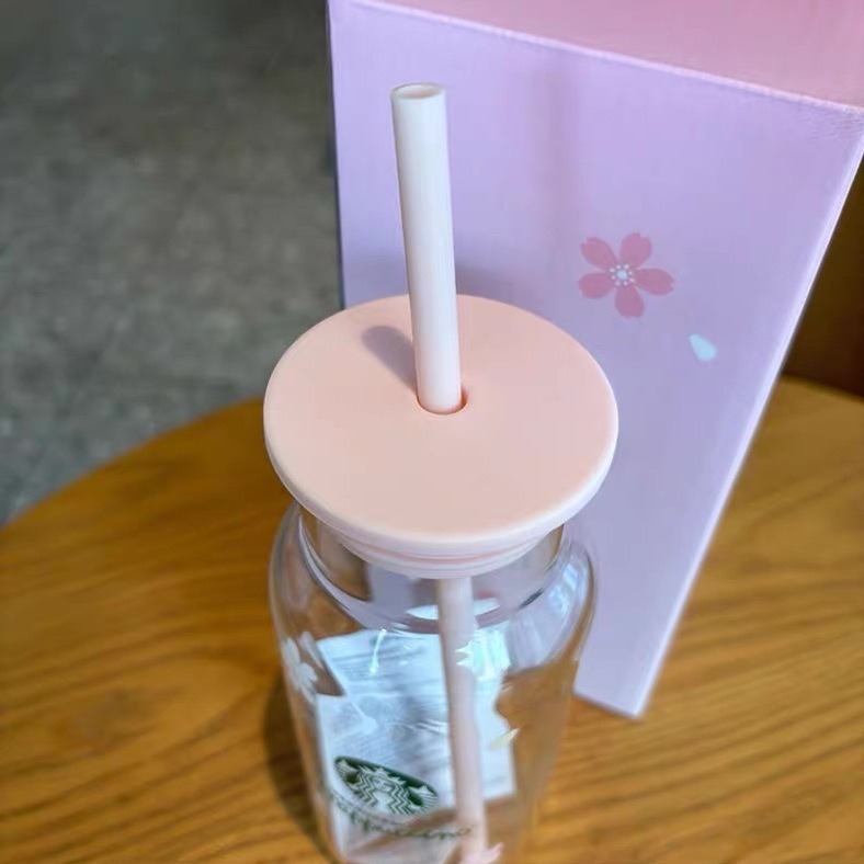 樱花限定玻璃杯吸管杯摇摇杯咖啡牛奶桌面杯随享水杯无|undefined