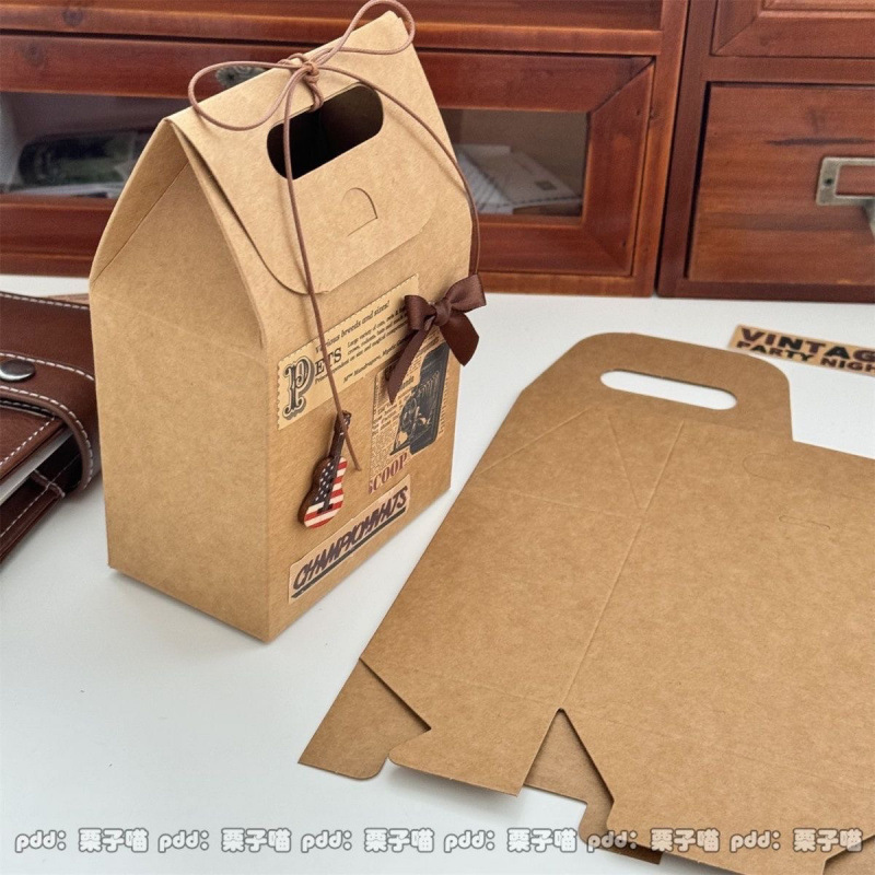 高品質のインスタイルの厚みのあるクラフト紙ギフト配送包装材立体的な厚みのあるポータブルギフト紙箱|undefined