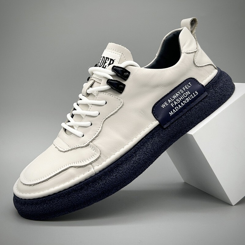 High-Quality Men's Genuine Leather Casual Shoes 2026 Summer New Fashion White Sneakers Trendy Versatile Soft-Soled Shoes Trendy Shoes