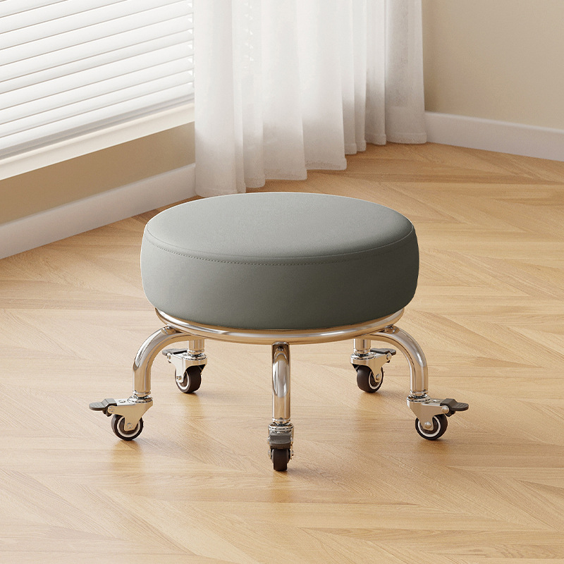 Polia doméstica taburete bajo rueda universal pequeño taburete silencioso rotativo taburete redondo móvil con artefacto moderno y simple