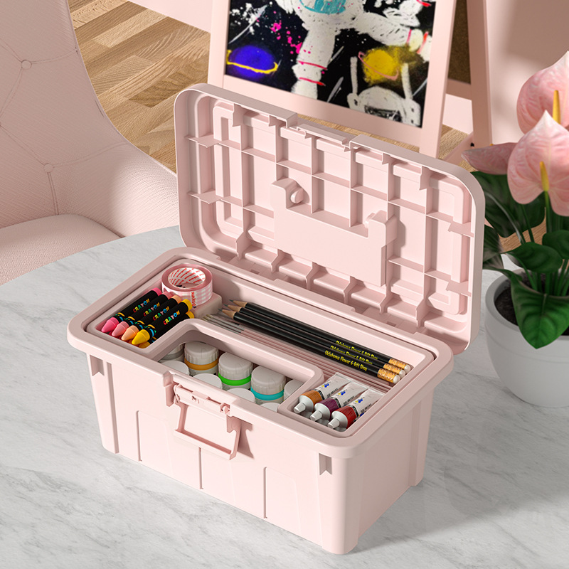 Art student toolbox household primary school student painting storage box painting case traditional Chinese painting multifunctional storage portable box