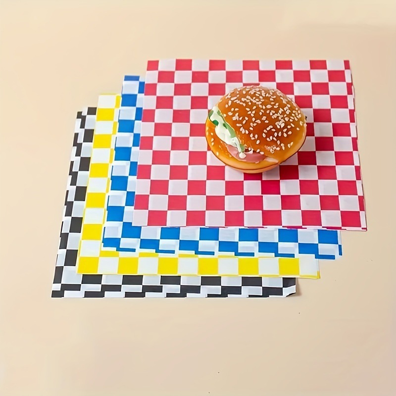 食品级加厚一次性彩色棋盘格子饭团面包蛋糕吐司三明治汉堡包装纸|undefined