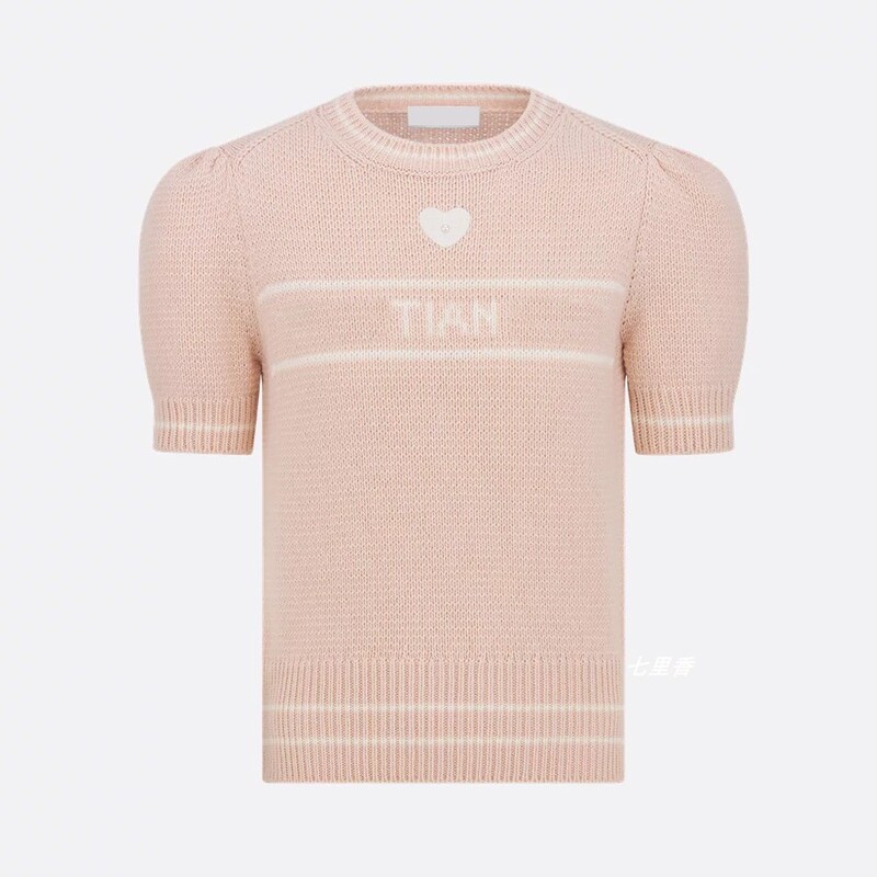 Non-Market Goods Shenzhen Nanyou 26 Spring/Summer New Short-Sleeved Round-Neck Heart Letter Pink Wool Knitwear Non-Market Goods Shenzhen Nanyou 26 Spring/Summer New Short-Sleeved Round-Neck Heart Letter Pink Wool Knitwear