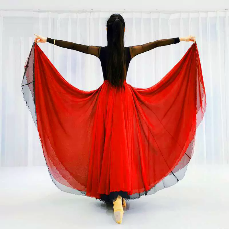 Классический танец 720 градусов, oversized двойной слой, большой выцветший винный Xiahui той же модели, какао-овечий танец юбка