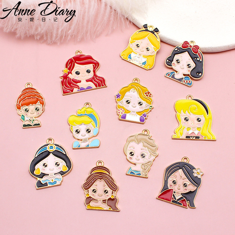Princess on the run DIY alloy accessories Cinderella snow white necklace pendant keychain pendant handmade semi-finished products