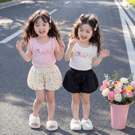 2026夏装女童可爱简约无袖可爱上衣t恤女宝宝夏季修身百搭T恤潮