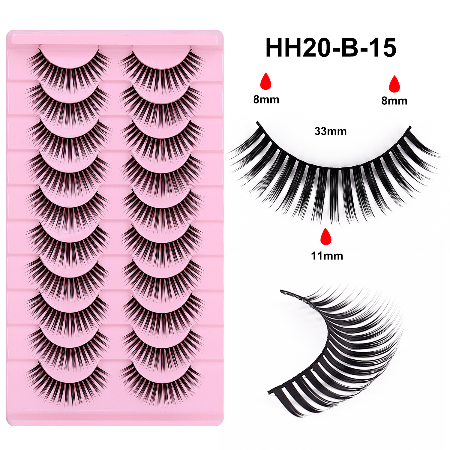 10 pares de pestañas postizas tridimensionales de tallo duro, estilo europeo y americano, pestañas en racimo completas y densas, pestañas postizas de una sola pieza para maquillaje de escenario para maquilladores.