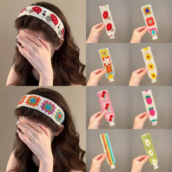 Korean-Style Fresh Bangs Stickers for Children, Magic Stickers for Stray Hair, High-End Sweet Cherry Hair Clips, High-Top Hairbands for Women