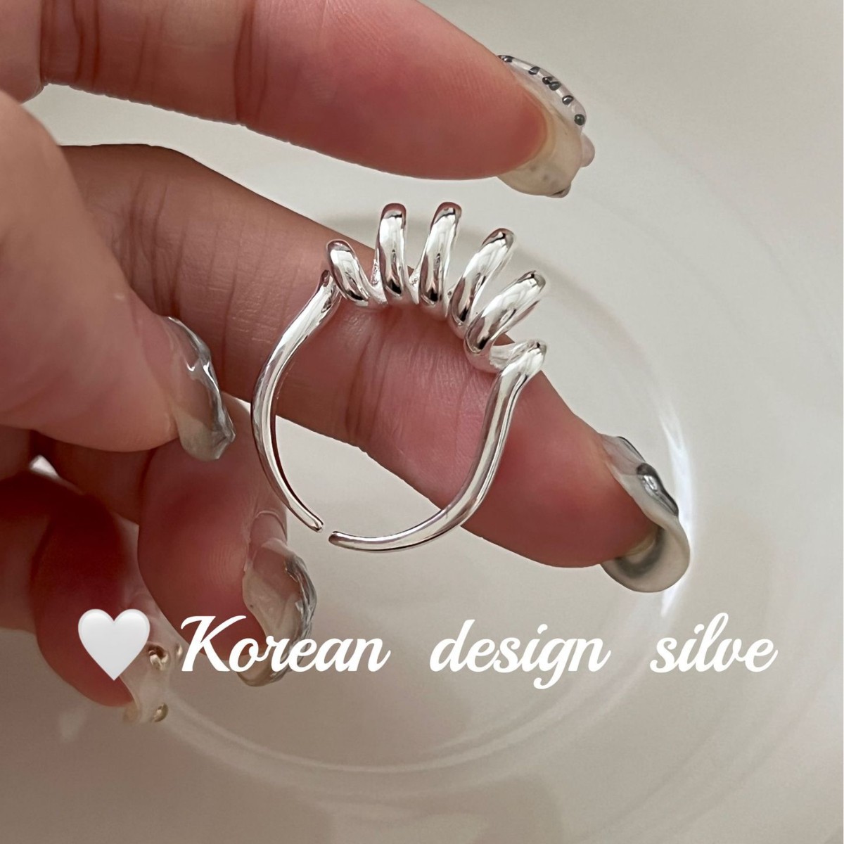 韓國東大門簡約氣質 S925純銀飾品 簡約線圈戒指 小眾設計高級感