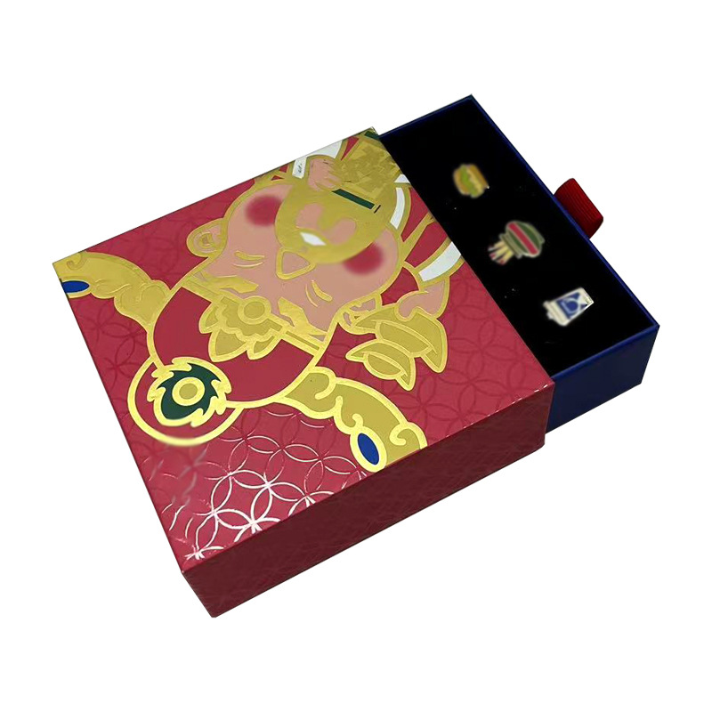 Caja de regalo de tipo extraer personalizada estampado en relieve pequeño lote acompañante caja de regalo de película láser UV caja de cajón personalizada