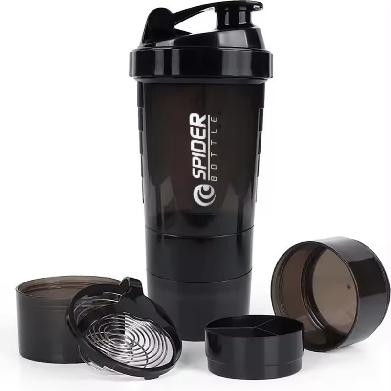 550ml de tres capas shaker taza de gran capacidad de taza de polvo de proteína taza de agua deportiva taza de gimnasio de mano taza de batido al aire libre