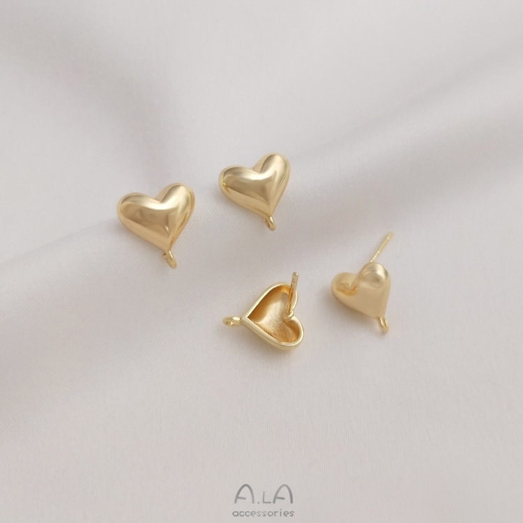 1 Pair 10 * 10mm Alloy 14K Gold Plated Heart Shape Earring Findings display picture 5