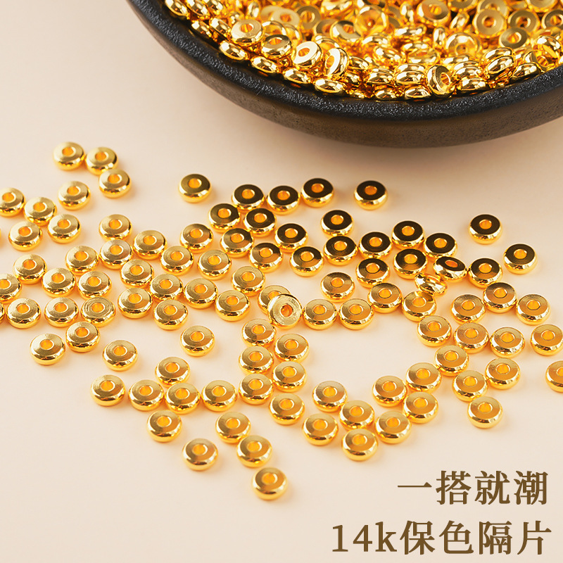 24K Gold Spacer Color-Preserving Loose Beads Handmade DIY Bracelet Bracelet Necklace Jewelry Spacer Spacer Material Accessories