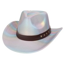 春秋帽子时尚皮带扣装饰涤纶翘边宽檐爵士帽舞会男女一字顶礼帽