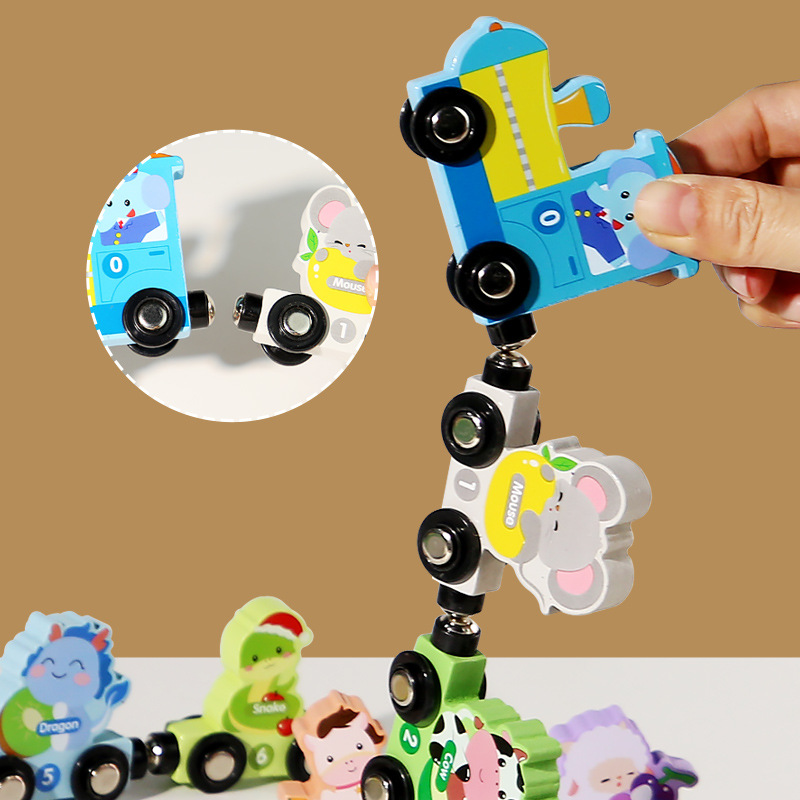 Tren magnético, números, letras del zodiaco, frutas, educación temprana Montessori, rompecabezas, bloques de construcción, juguetes, regalos para niños y niñas