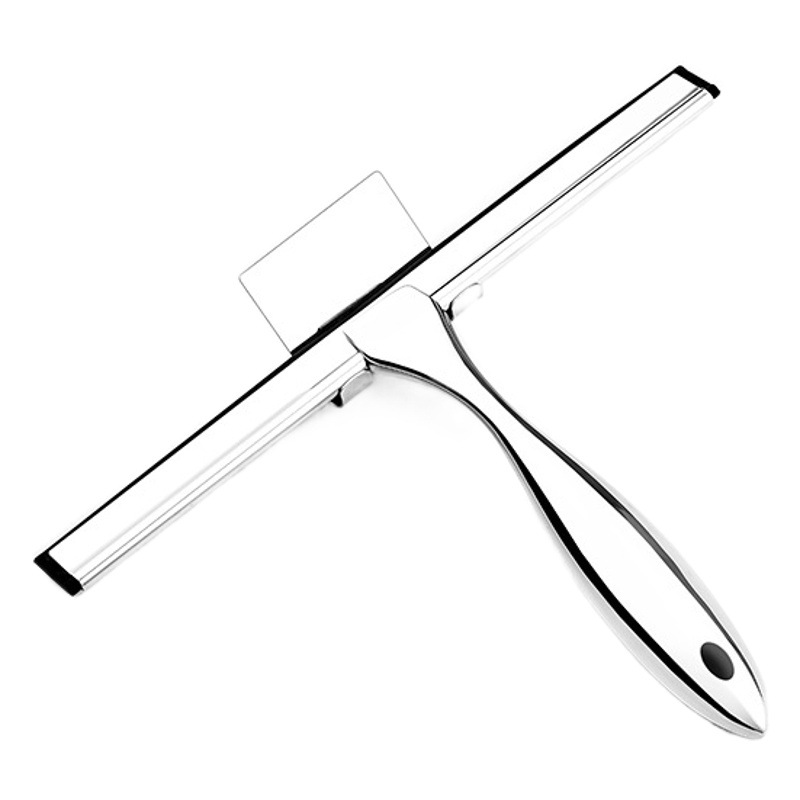 Limpiador de vidrio de acero inoxidable de un solo lado mango cepillo de limpieza con agujero limpiador de silicona limpiador de ventanas raspador