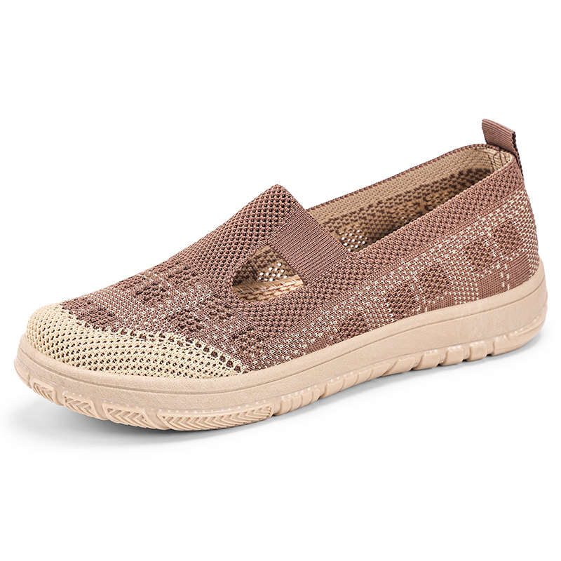 Zapatos de mujer nuevos zapatos casuales de todo fósforo de verano zapatos individuales voladores tejidos transpirables zapatos de madre cómodos de suela suave zapatos simples mujeres